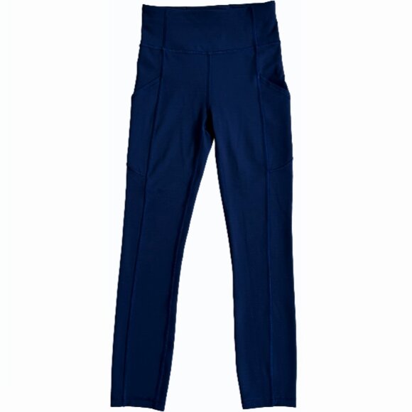 Lululemon High Rise Navy Leggings with Pockets Crop 23" Activewear Yoga Size 2 - Picture 4 of 7